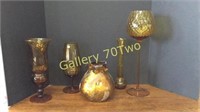 Selection of Amber glass vases-one is made in