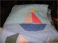 TWIN SIZE SAILBOAT QUILT HAND MADE