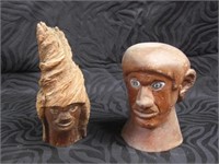 2 Small Carved Heads