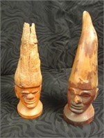 2 Carved Wooden Forest Gnomes