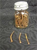 Old Square Nails in Canning Jar w/Zinc & Glass Lid