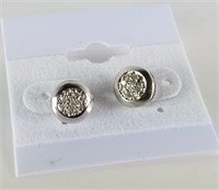 STERLING SILVER AND DIAMOND EARRINGS