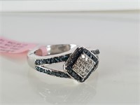 STERLING SILVER AND DIAMOND RING W COA