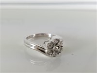 STERLING SILVER AND DIAMOND RING