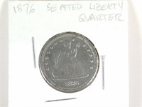 1876 SEATED LIBERTY SILVER QUARTER
