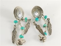STERLING SILVER SIGNED NATIVE AMERICAN FEATHERS