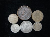 6 TYPE SET OLD COINS