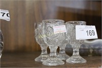 5 PRESSED GLASS LIQUEUR CORDIALS