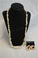 Sterling Chunky Mother of Pearl Necklace & Earring