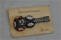 Vintage Italian Micro Mosaic Guitar Pin Brooch