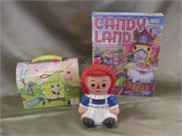 Raggedy Anne,Candy Land & Sponge Bob Items