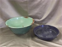 Vintage Graniteware Pie Pan & Mixing Bowl