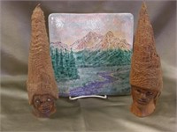 Hand Made Tile & Forest Gnome Heads