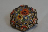 Vintage Italian Micro Mosiac Flower Pin Brooch