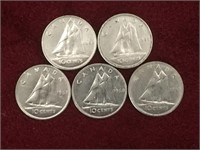 5 - 1968 Canada 10¢ Coins