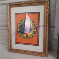 Wolf's head Gasoline framed picture