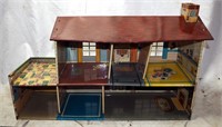 Antique Marx Toys Tin Litho Paint 29" Doll House