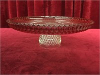 Vintage Cranberry Glass Cake Stand