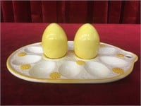 Vintage Deviled Egg Plate w/ S & P Shakers