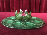 Vintage Deviled Egg Plate w/ S & P Shakers