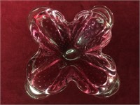Vintage Cranberry Art Glass Dish