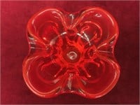 Red Chalet Art Glass Dish