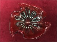 Vintage Red & Green Art Glass Dish