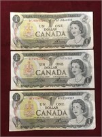 3 - 1973 Canada $1 Banknote