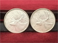 2 - 1968 Canada 25¢ Silver Coins