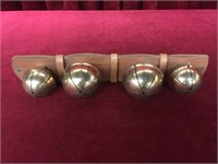 4 Large Brass Sleigh Bells w/ Leather Strap