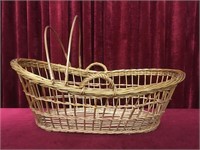 Vintage Wicker Infant Bassinet w/ Canopy Frame