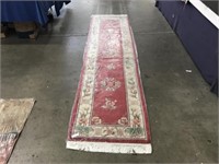 SCULPTED WOOL CHINESE RUNNER WITH FRINGE 30"X