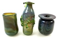 (3) Hand Blown Art Glass Vases