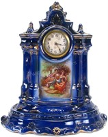 Cobalt Porcelain Antique Shelf Clock, with Base