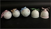 (5) Lladro Porcelain Christmas Ornaments & Bells