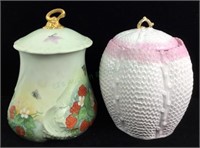 (2) Vintage Porcelain Biscuit Jars
