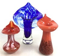 (3) Jack In The Pulpit Art Glass Vases