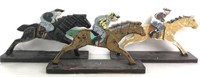 (3) Wooden Horse And Jockey  Repro. Game Pieces