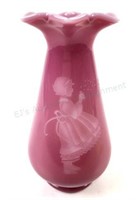 Fenton Pink Glass Cameo Vase Ltd. Ed. #658/1500