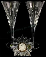 Waterford Crystal Champagne Flutes & Clock