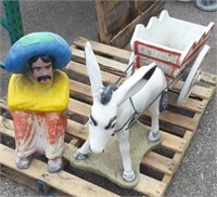 Cement Donkey & Mexican Statues