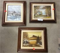 Grouping Of 3 Framed Oil On Canvas