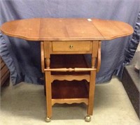 Maple Drop Leaf Tea Cart With Drawer