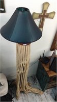 Floor lamp, saguaro rib w/ rawhide shade
