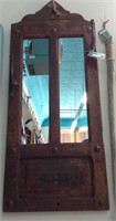Mirror, reclaimed door with hooks