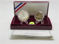 1992 US OLYMPIC TWO-COIN PROOF SET IN PRESENTATION