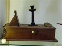 EARLY OAK WALL MOUNT TELEPHONE DECORATION - LOCAL