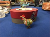FITZ AND FLOYD HAND BLOWN ART GLASS ROOSTER