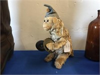 VINTAGE MOHAIR WIND UP MONKEY WITH CYMBALS, IN