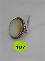 VINTAGE STERLING SILVER & MOTHER OF PEARL RING - M